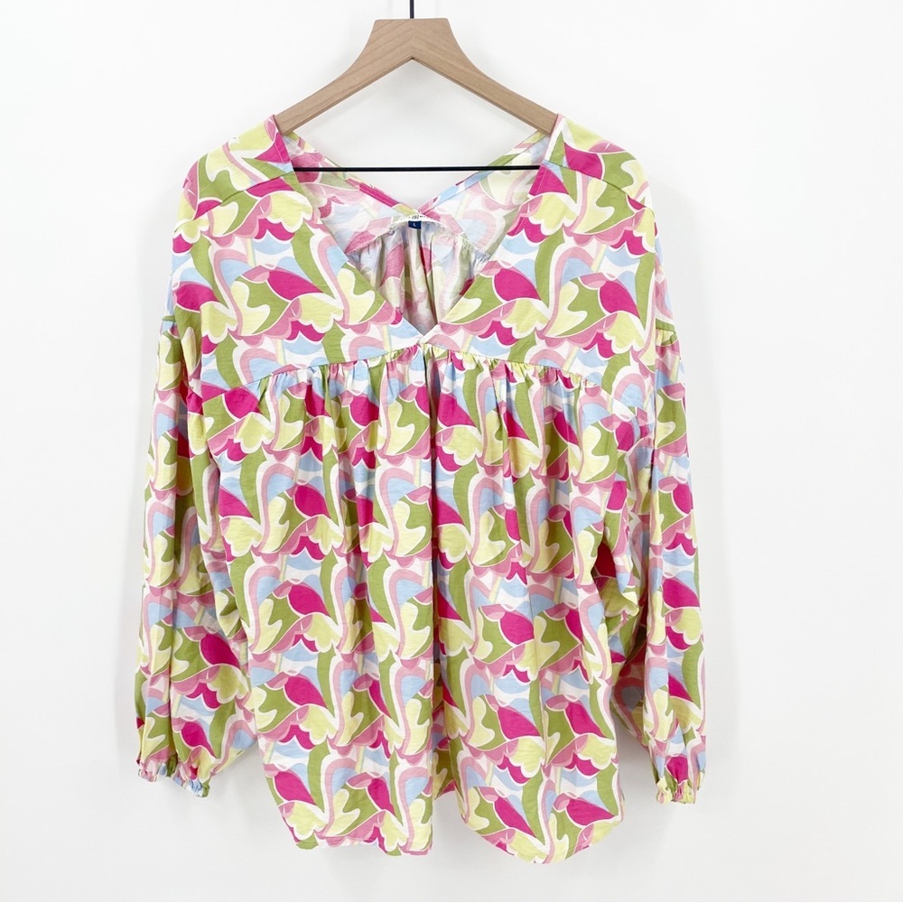 Michelle McDowell‎ Colorful Spring Long Sleeve Blouse Large